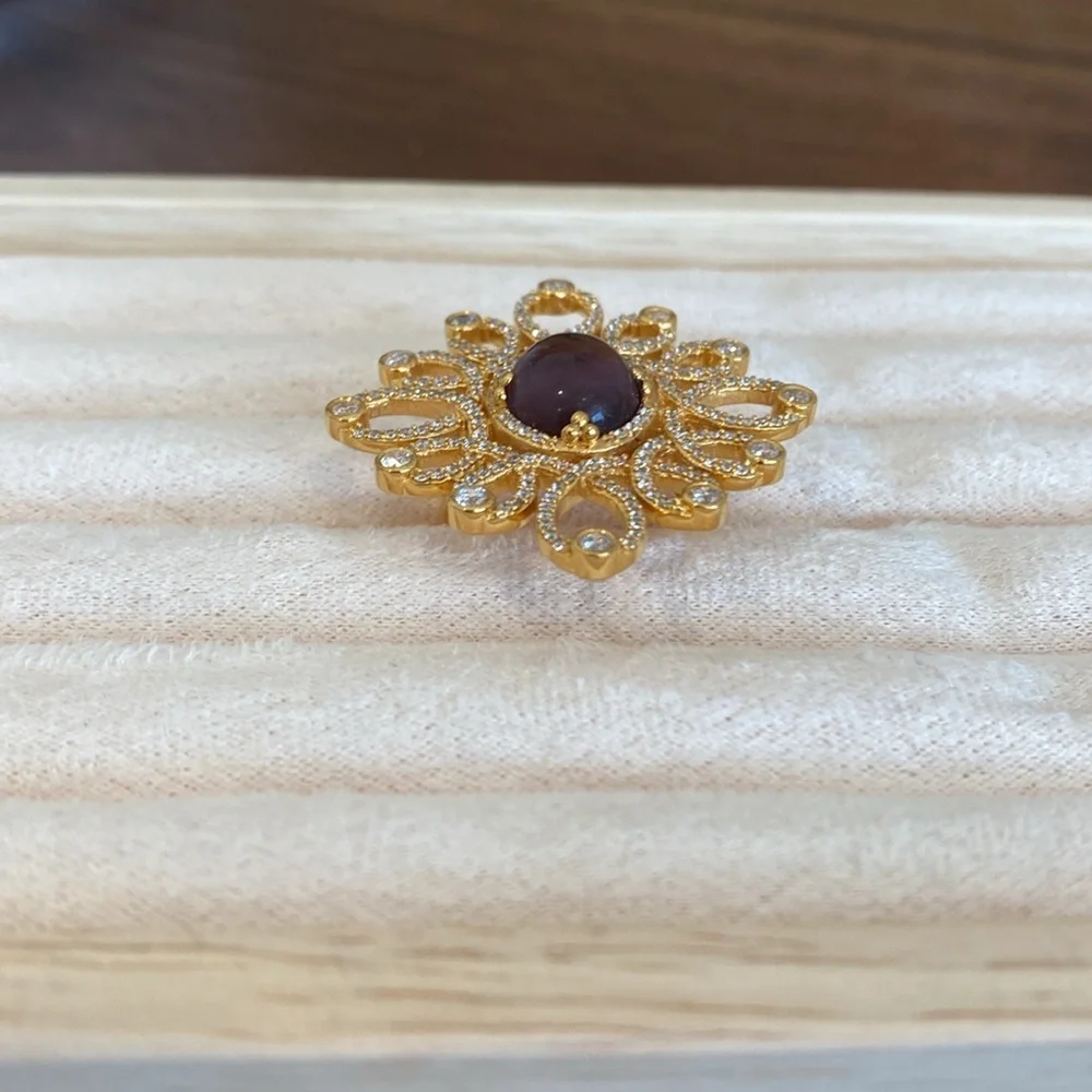 NWT Hespera gold vermeil genuine amethyst white topaz ring